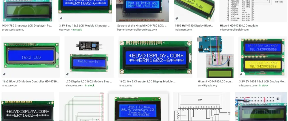 HD44780 LCD, I/O expanders, I2C interface etc